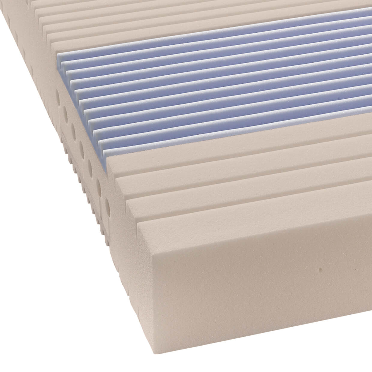 Detailed view of the mattress core of the Wellfoam cold foam mattress, without cover